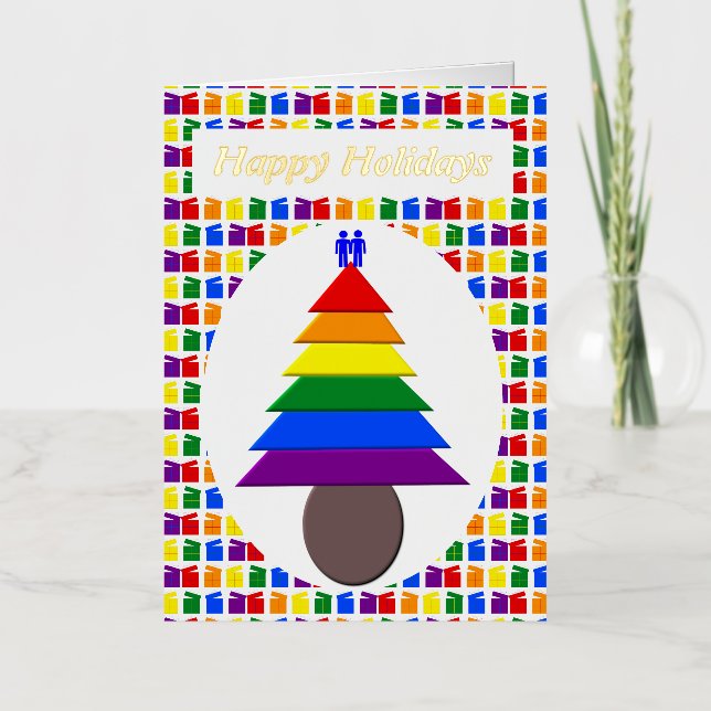 Hombres gay arcoiris árbol de Navidad y presenta P (Anverso)