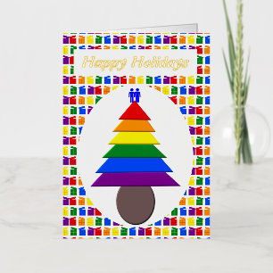 Hombres gay arcoiris árbol de Navidad y presenta P
