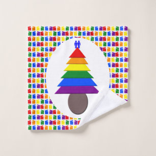 Hombres gay arcoiris Árbol de Navidad y regalo