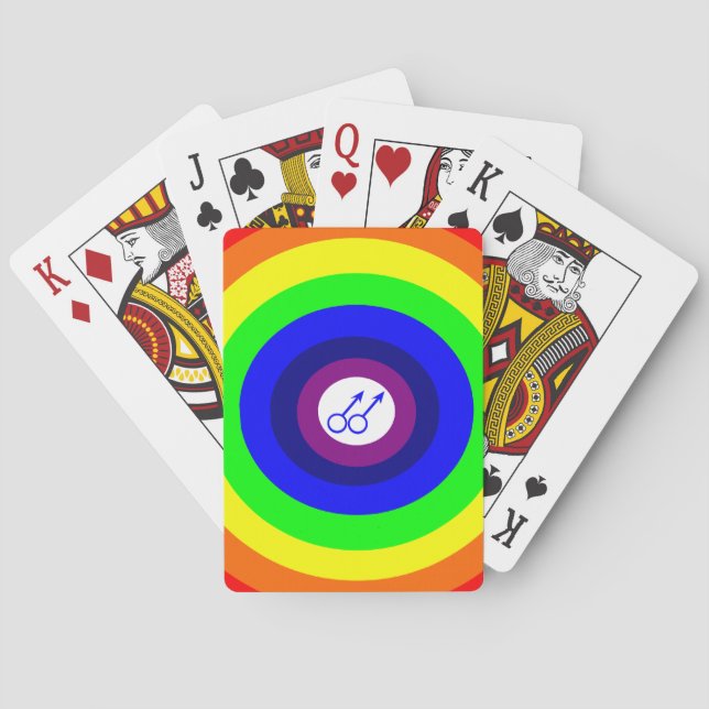 Hombres gay redondean las cartas de juego arcoiris (Reverso)