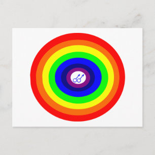 Hombres gays redondean la postal arcoiris