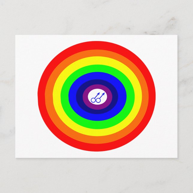 Hombres gays redondean la postal arcoiris (Anverso)