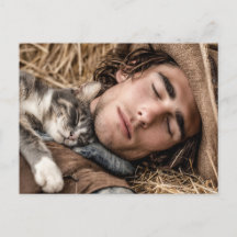 Hombres Guapos & Arte de Gatos Tarjeta Postal