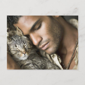 Hombres Guapos & Arte de Gatos Tarjeta Postal