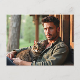 Hombres Guapos & Arte de Gatos Tarjeta Postal