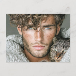Hombres Guapos & Arte de Gatos Tarjeta Postal