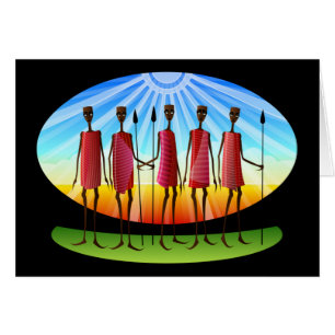 Hombres masái con lanzas