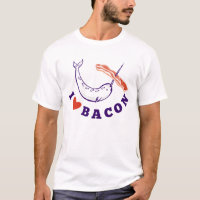 Hombres Narwhal Amo la camiseta Bacon