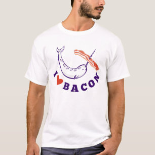 Hombres Narwhal Amo la camiseta Bacon