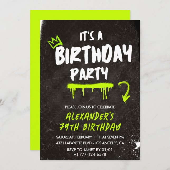 Hombres Negros 79 invitaciones de cumpleaños Graff (Anverso / Reverso)