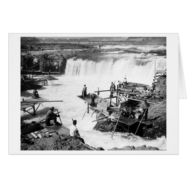 Hombres pescando en las cataratas de Celilo Fotogr (Anverso (Horizontal))