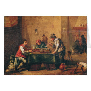 Hombres que juegan a backgammon en una taberna