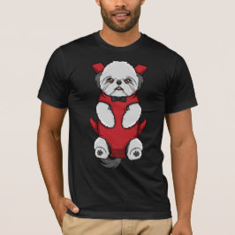 Hombres rojos de la camiseta del portador de Shih