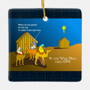 Hombres Sabios Geocaching Navidades Ornamento cerá