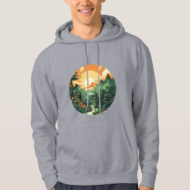 Hombres, sudadera con capucha gris montaña Atardec (Anverso)