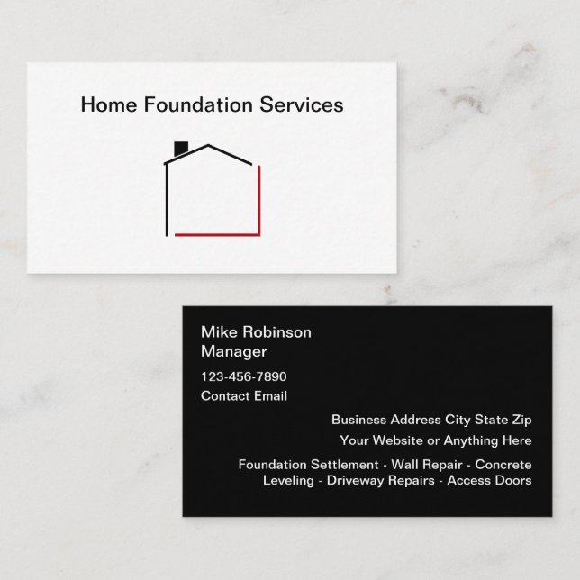 Home Property Foundation Reparación Tarjeta de pre (Anverso / Reverso)