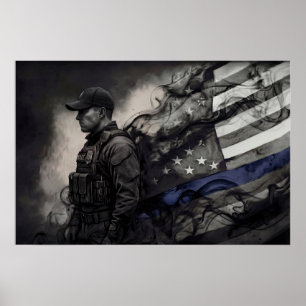 Homenaje a Oficial de Policía Arte de Bandera Amer