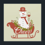 Homenaje a Snowman con imán de Navidades de vino y<br><div class="desc">Navidades Snowman con tarjeta de imán de vino</div>