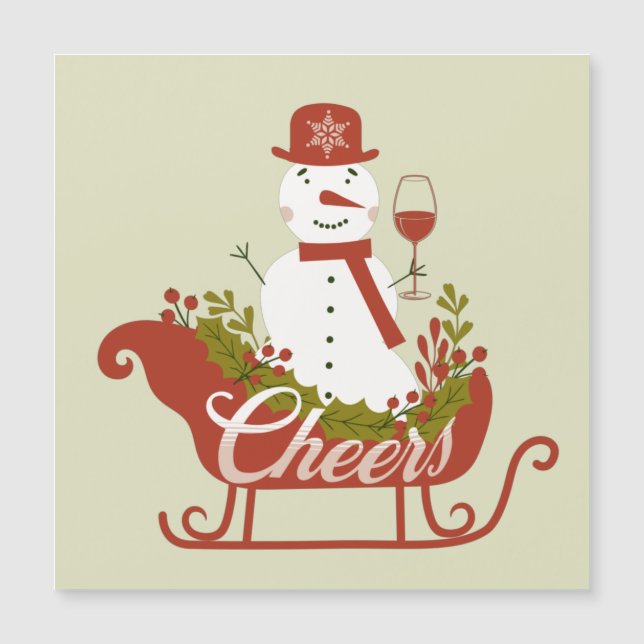Homenaje a Snowman con imán de Navidades de vino y (Anverso)