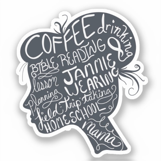 Homeschool Mama Cote Silhouette Pegatina (Anverso)