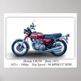 Honda CB350 Cuatro motocicletas 1973 - Impresión A