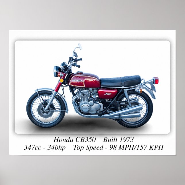 Honda CB350 Cuatro motocicletas 1973 - Impresión A (Frente)
