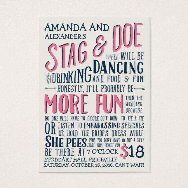 Honestamente boletos Stag and Doe, Navy and Pink (Frente)