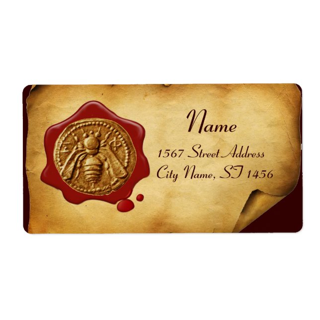 HONEY BEE, BEEKEEPER SELLO DE CERO ROJO, pergamino (Frente)