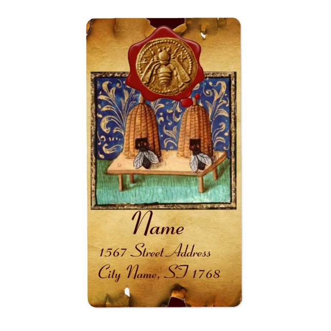 HONEY BEE, BEEKEEPER SELLO DE CERO ROJO, pergamino (Frente)