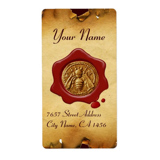 HONEY BEE, BEEKEEPER SELLO DE CERO ROJO, pergamino (Frente)