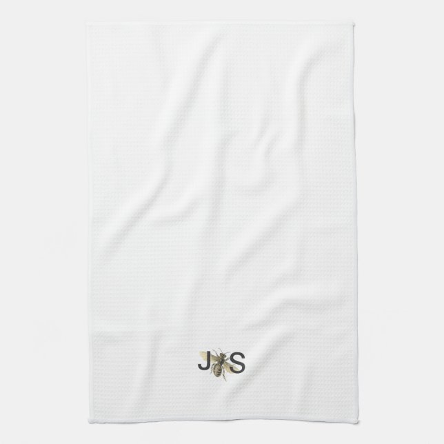 Honey Bee Monogrammed Kitchen Toalla (Vertical)