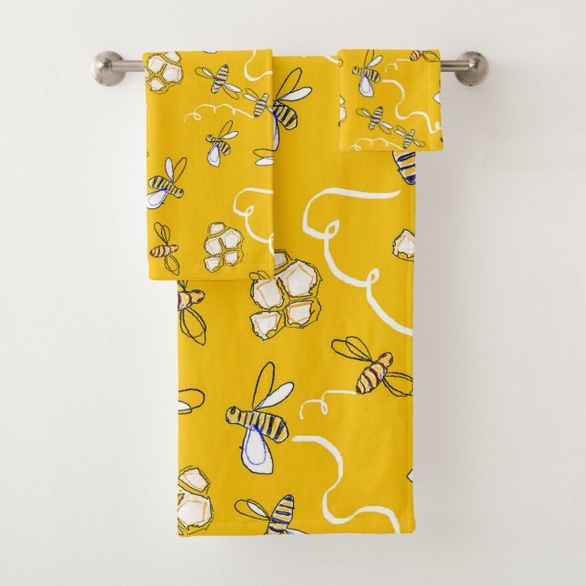 Honey Bees Bath Towel Set (In situ)