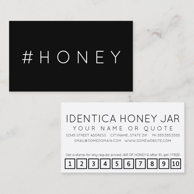 #HONEY etiqueta tarjeta de puntuación de lealtad (Anverso / Reverso)