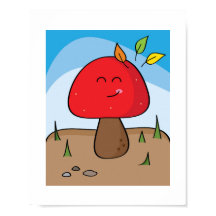 Hongo Rojo Sonriente y Soleado | Póster de Arte Bo
