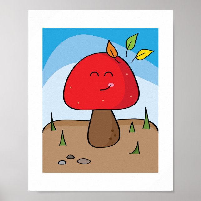 Hongo Rojo Sonriente y Soleado | Póster de Arte Bo (Frente)