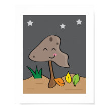 Hongo sonriente adorable | Arte forestal estrellad