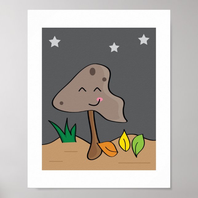 Hongo sonriente adorable | Arte forestal estrellad (Frente)