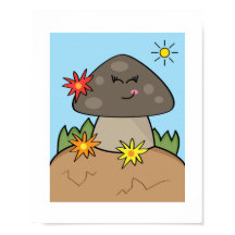 Hongo sonriente adorable | Arte soleado del bosque