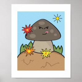 Hongo sonriente adorable | Arte soleado del bosque