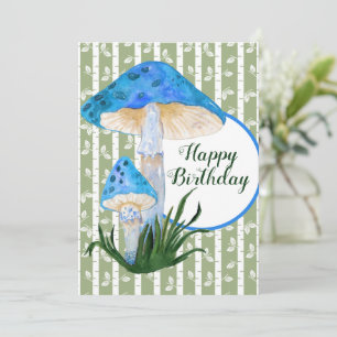 Hongos azules en tarjeta plana de cumpleaños Aspen