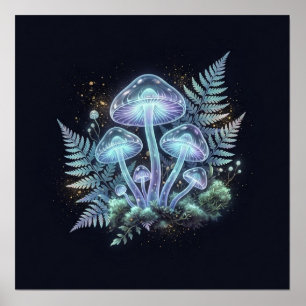 Hongos Bioluminiscentes Helechos Arte Fantástico