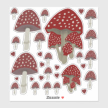 hongos blancos rojos Amanita muscaria pegatinas