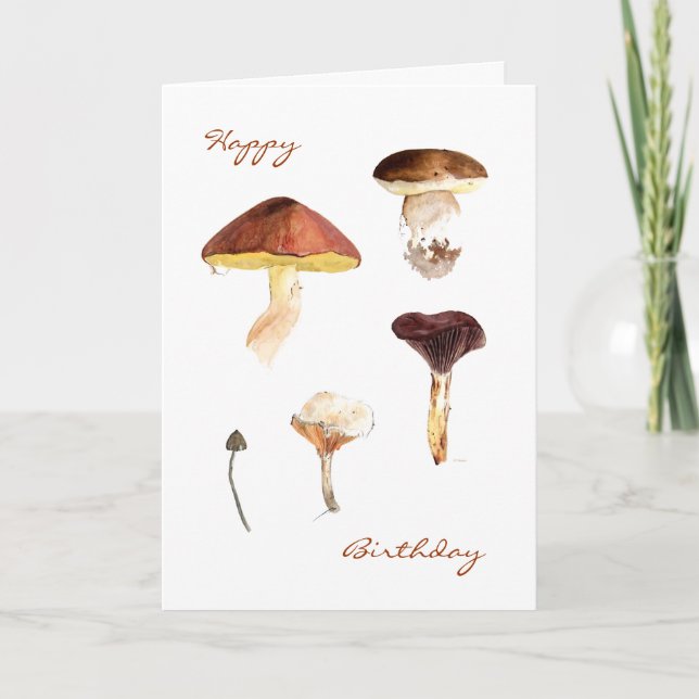 Hongos en tarjetas de felicitación acuarela (Anverso)
