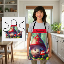 Hongos lindos en el bosque - delantal personalizad