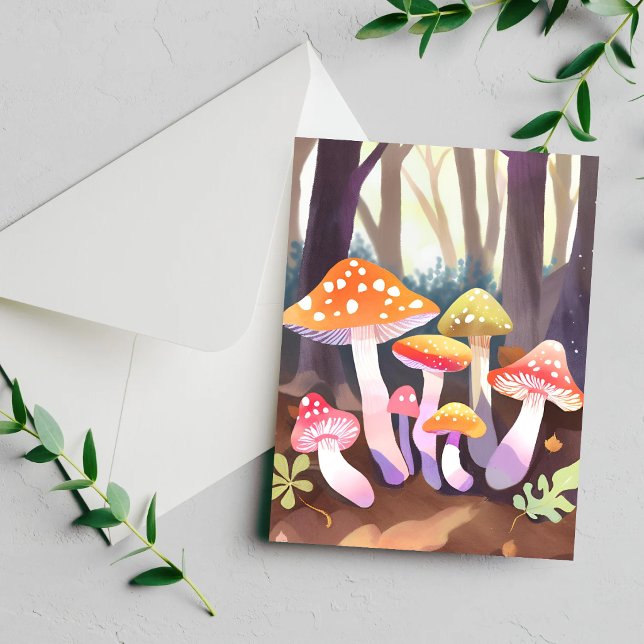 Hongos Lindos | Tarjeta de Bosque de Acuarela (Subido por el creador)