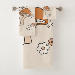Hongos y flores terrestres tonos beige retro años 