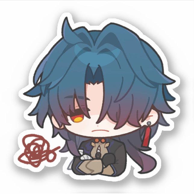 Honkai Star Rail Chibi Blade Annoyed Pegatina (Anverso)