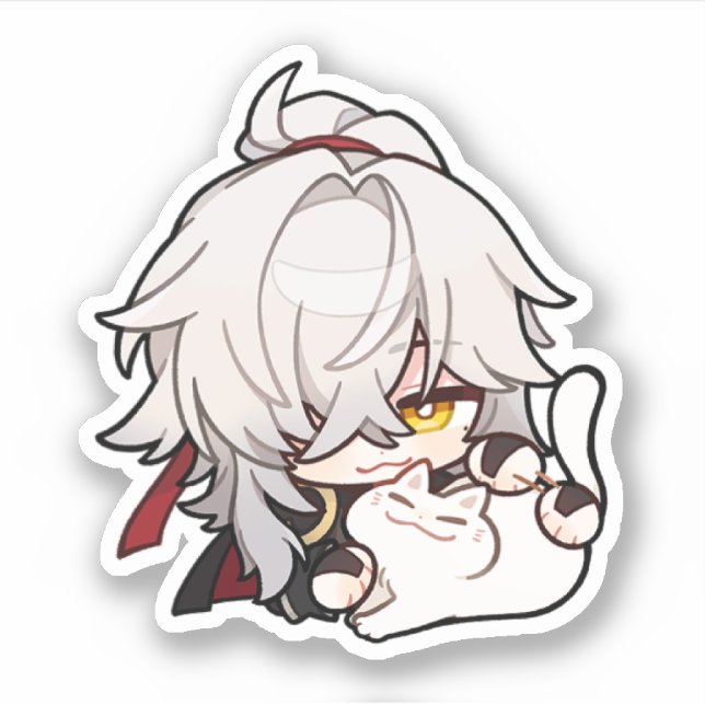 Honkai Star Rail Chibi Jing Yuan Kitty Pegatina (Anverso)