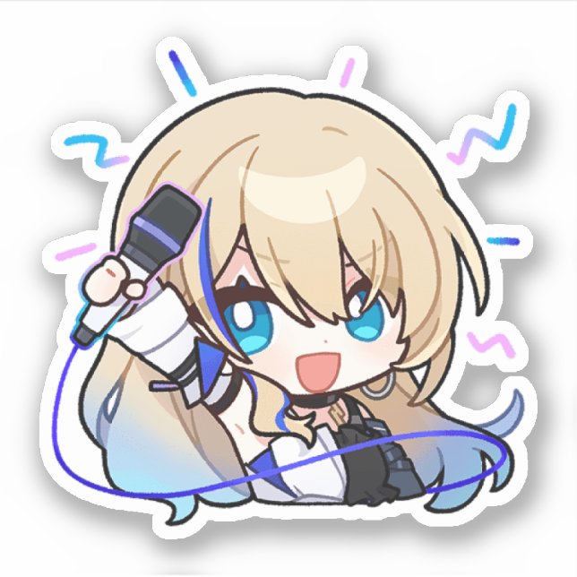 Honkai Star Rail Chibi Serval Mic Pegatina (Anverso)
