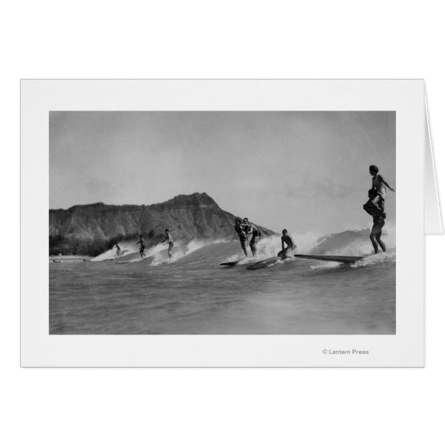 Honolulu, Hawaii - Surfistas de la playa de Waikik (Anverso (Horizontal))